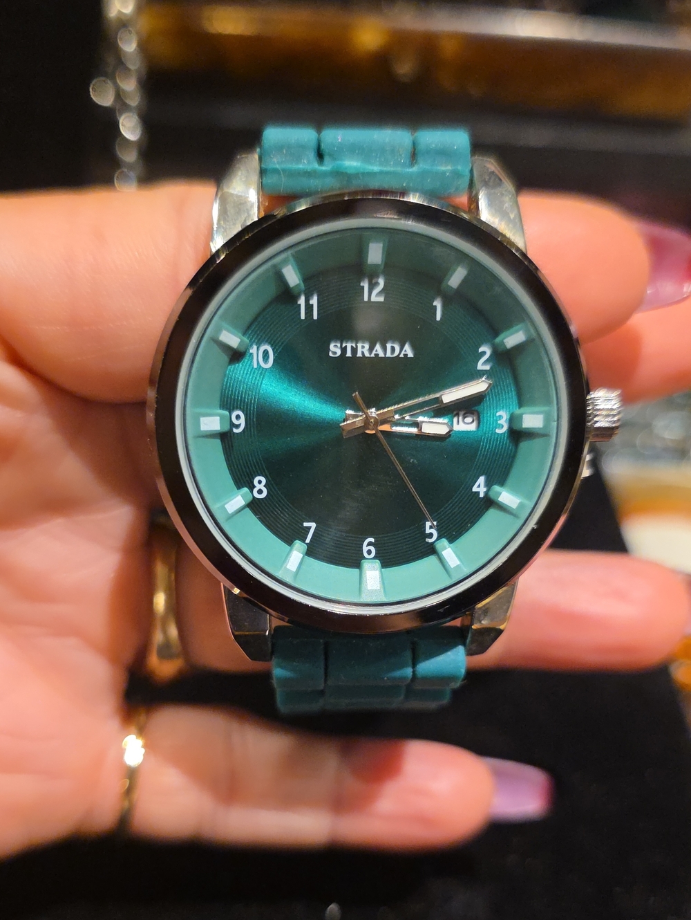 Strada Teal Dial and Teal Silicone Band Watch